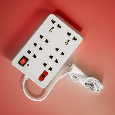 TOOLART Universal Socket and 1 Switch Power Extension Board vg82 8  Socket Extension Boards(White, 2.5 m)