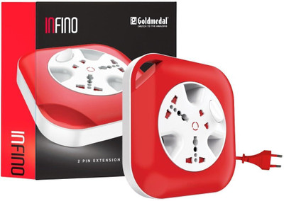 Goldmedal Infino 2 pin with Indicator & 2 International Socket with smart switch 3  Socket Extension Boards(Red, 5 m)