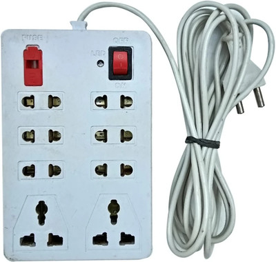 GLUCKLICH mini strip 8  Socket Extension Boards(White, 2.5 m)