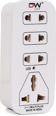 Digway 3 + 1 Multiplug with LED Indicator, 4 Universal sockets,(Beige) 4 Socket Extension Boards(Beige)