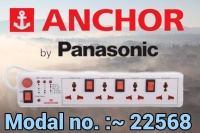 ANCHOR By Panasonic Spike Guard 4 Switch ( Universal Socket ) Indivisual Switch- 22568 4  Socket Extension Boards(White, 1.5 m)