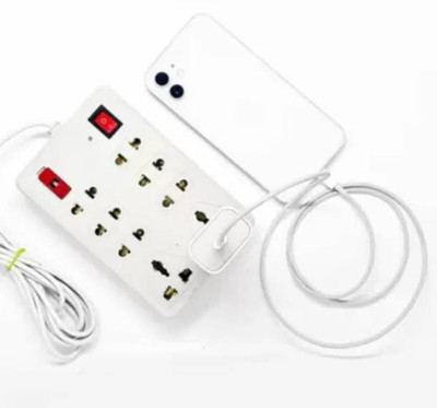 Eels CB_1428 Extension Board with 6 Socket 2-pin 2 socket 3-pin and 1 Master Switch 8  Socket Extension Boards(White, 2.5 m)