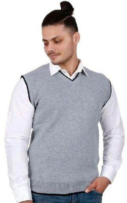 Shunit creation Solid V Neck Casual Men White Sweater
