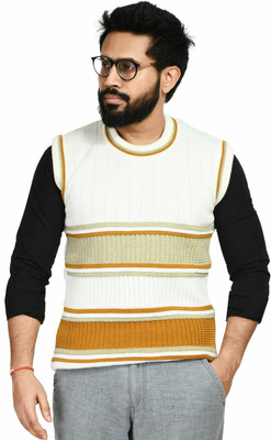 manra Striped Round Neck Casual Men Multicolor Sweater