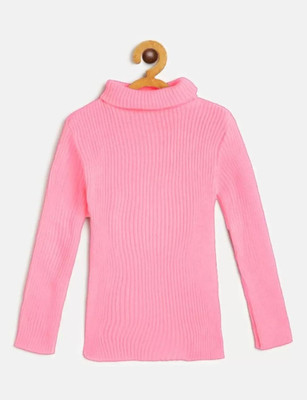 ATTIRE FASHION Solid High Neck Casual Boys & Girls Pink Sweater
