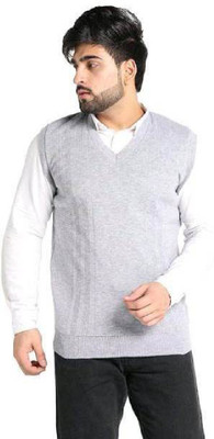 Shunit creation Solid V Neck Casual Men White Sweater