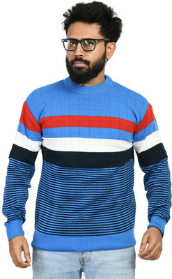 WoolCraft Woven Round Neck Casual Men Multicolor Sweater