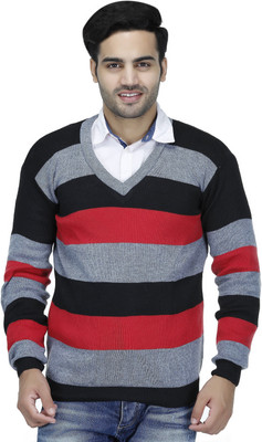 Blushh Collection Woven V Neck Casual Men Multicolor Sweater