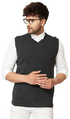 Shunit creation Solid V Neck Casual Men Black Sweater