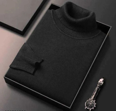 MAA TRADER Printed Collared Neck Casual Men Black Sweater