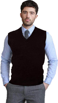 Shunit creation Solid V Neck Formal Men Black Sweater