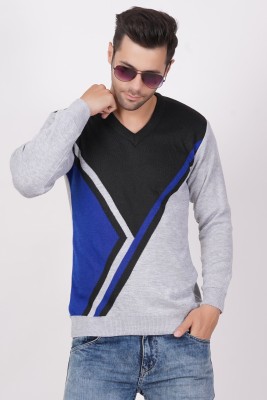 AXOLOTL Self Design V Neck Casual Men Multicolor Sweater