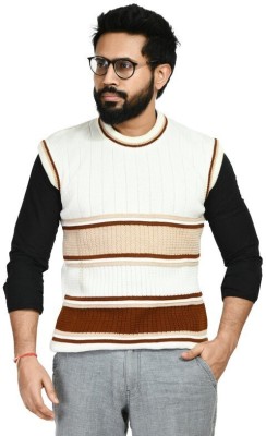 manra Striped Round Neck Casual Men Multicolor Sweater