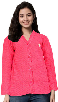 Speech Solid V Neck Casual Women Pink Sweater