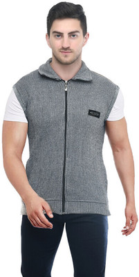 Life and style Solid Collared Neck Casual Men Grey Sweater