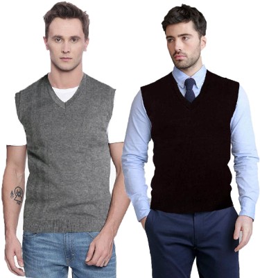 Shunit creation Solid V Neck Casual Men Grey, Black Sweater