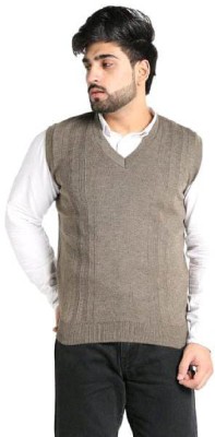 A N Enterprises Solid V Neck Casual Men Grey Sweater