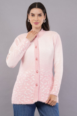CURIOUS FASHION Self Design Round Neck Casual Women Pink Sweater