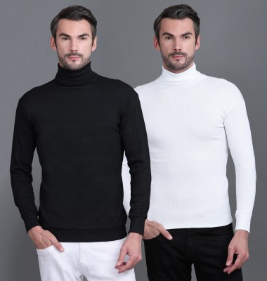 METRONAUT Solid Turtle Neck Casual Men White Sweater