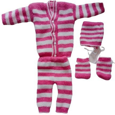 L Fashion Striped V Neck Casual Baby Boys & Baby Girls Reversible Pink Sweater