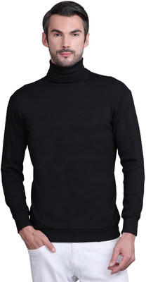 METRONAUT Solid Turtle Neck Casual Men Black Sweater