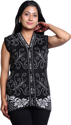 Grand Line Printed V Neck Casual Women Multicolor Sweater