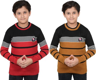 MEAVYIL Striped Round Neck Casual Boys Multicolor Sweater