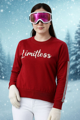 BAILEY SELLS Printed Round Neck Casual Women Red Sweater