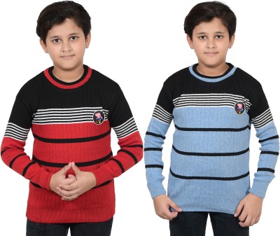 MEAVYIL Striped Round Neck Casual Boys Multicolor Sweater