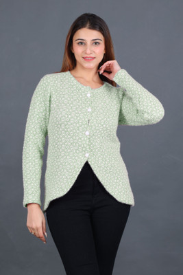 dadu dayal Colorblock Round Neck Casual Women Light Green Sweater