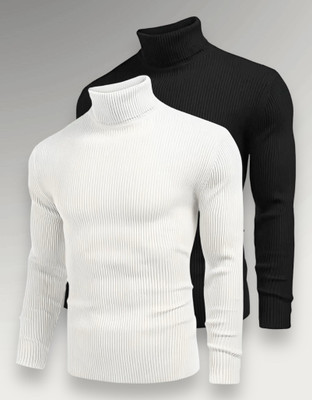 Ni Fashion Solid Round Neck Casual Men Cotton Blend White, Black Pullover