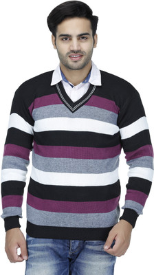 Blushh Collection Woven V Neck Casual Men Multicolor Sweater