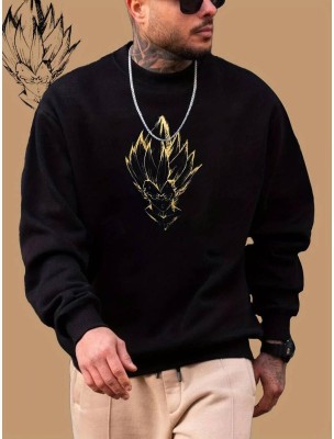 Houseofcommen Graphic Print Round Neck Casual Men Black, Yellow Sweater