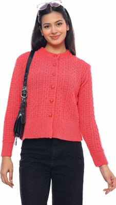 dutchdream Self Design Round Neck Casual Women Red Sweater