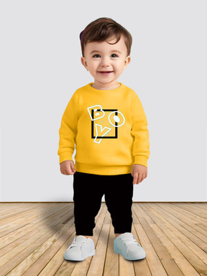 MGRS Baby Boys & Baby Girls Casual T-shirt Track Pants(Mustard)