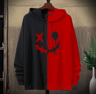 MOBOX Printed Men Hooded Neck Red T-Shirt