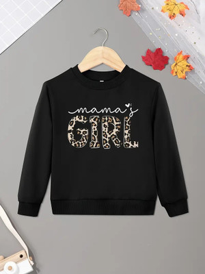 KEESOR Girls Printed Cotton Blend Regular T Shirt(Black, Pack of 1)