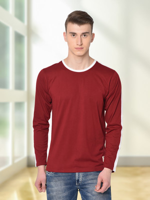 UNICUS APPAREL Colorblock Men Round Neck Maroon T-Shirt