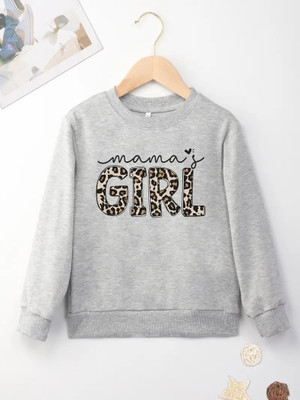 KEESOR Girls Printed Cotton Blend Regular T Shirt(Grey, Pack of 1)
