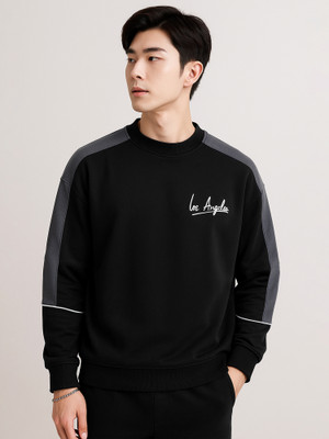 Jump Cuts Full Sleeve Solid Men Sweatshirt