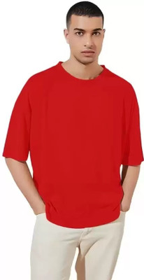 FabryKa Solid Men Round Neck Red T-Shirt