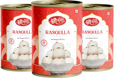 Bikaneri Shree Ganga Rasgulla 1.5Kg (500gmx3) Traditional Bikaneri Sweet Mithai Shahi Sweet 30 Pieces Tin(3 x 500 g)