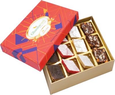 Ghasitaram Gifts Sweets-Mix Kaju Katlis 12 pcs in Premium Box Box(180 g)