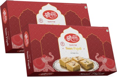 Bikaneri Shree Ganga Soft and Flaky Soan Papdi, 400Gm Delicious Traditional Bikaneri Sweet, Mithai Box(2 x 200 g)