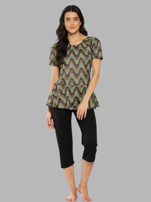 MUHURATAM Muhuratam Womens Green-Black Colour Abstract Print Nylon Swim Suit With Goggle Printed Women Swimsuit