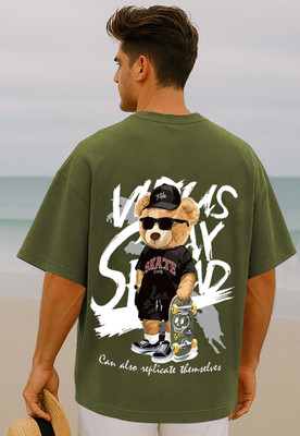 Manico Graphic Print Men Round Neck Green T-Shirt