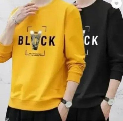 Clothy Printed Men Yellow, Black T-Shirt