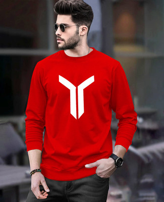 ACEBERE Printed Men Round Neck Reversible Red T-Shirt