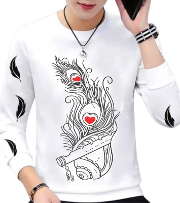 True Basket Printed Men Round Neck White T-Shirt
