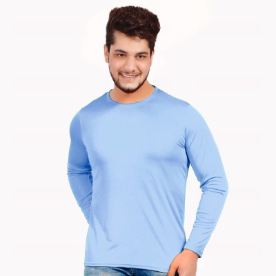 KASPY Solid Men Round Neck Blue T-Shirt